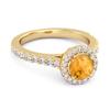 Citrine Round Halo Accents Ring - 925 Sterling Silver Gold Vermeil