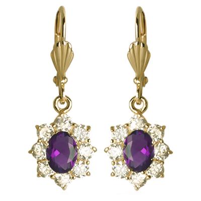 [M6523] - Amethyst 'Victorina' Gold Plated Sleepers