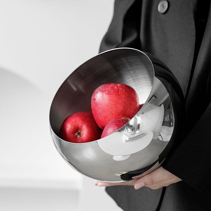 Stainless Steel Fruit Basin, Nordic Simple Fruit Bowl, Living Room Household Tableware, Creative Light Luxury Nut Storage Basin,