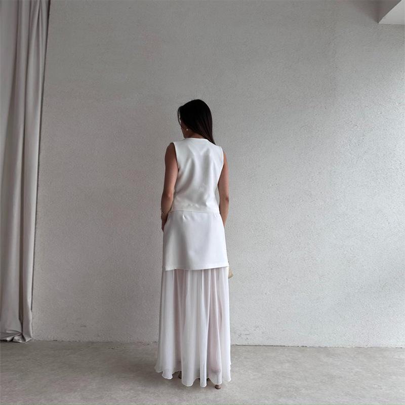 Europäisches & Amerikanisches Elegantes Damen Sommer Ärmelloses Kleid Set