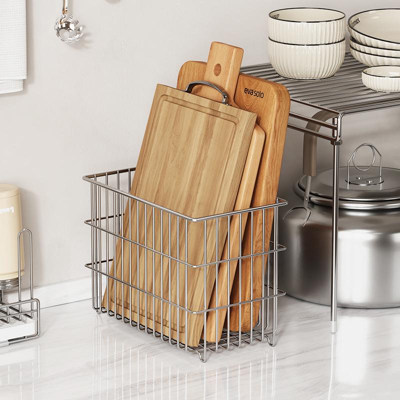 304 Stainless Steel Storage Basket Kitchen Storage Basket Snack, Fruit, and Vegetable Organizer Desktop Storage Rack