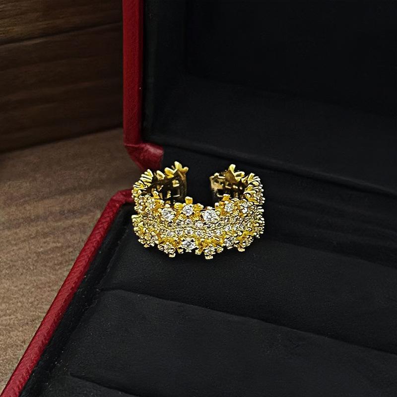 Heavy Industry Wide Edition Gypsy Zir*****Pen Ring Women'S Light Luxury High Sense Exquisite And Unique Fashion Index Finger Ring