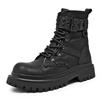 Unisex Retro Black Martin Stiefel: Vielseitige, dicksohlige, kurze Motorradstiefel für den Herbst
