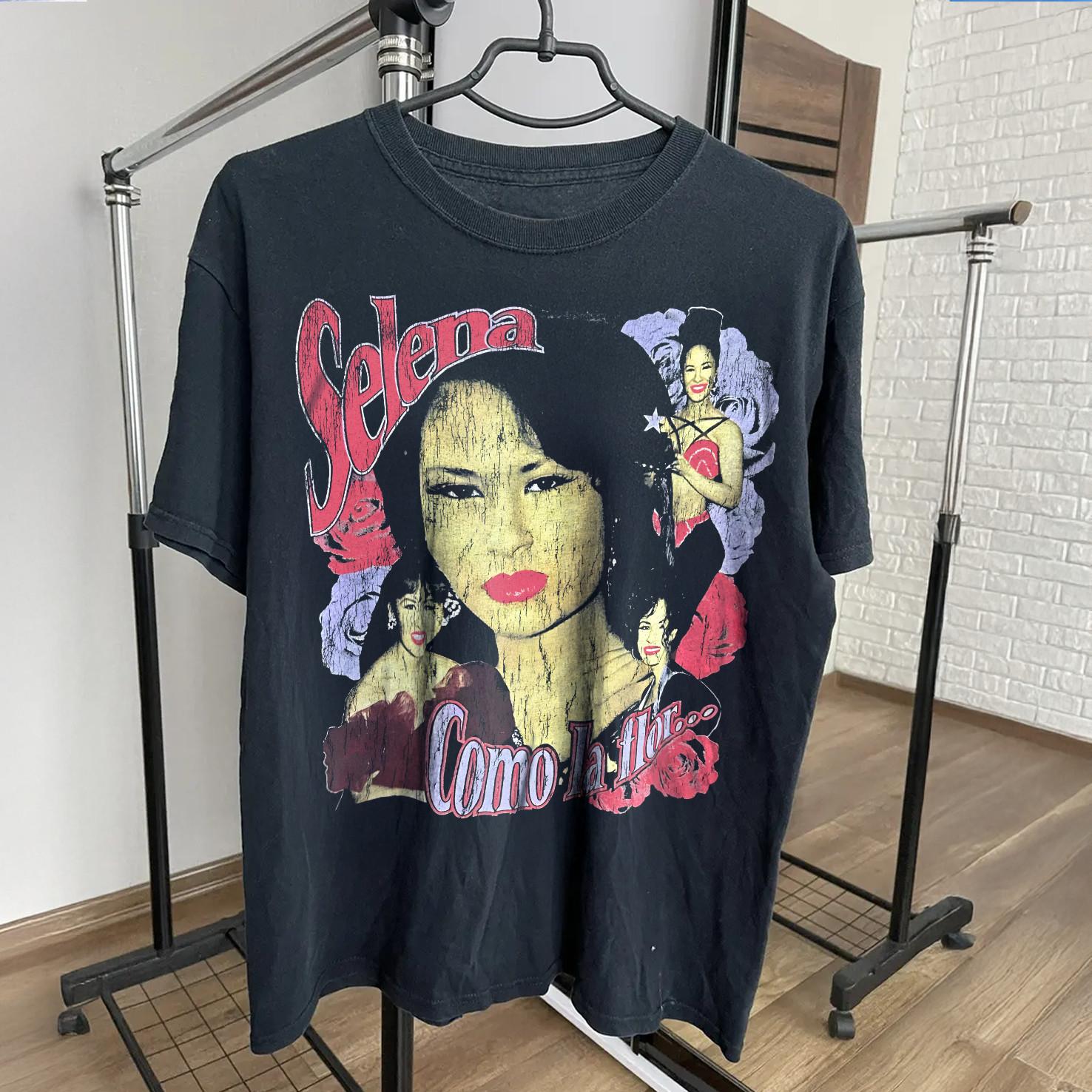 90s Selena Quintanilla Como La Flor Washed T-Shirt Black M XL