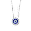 MYSTIC JEWELS By Dalia 925 - Sterling Silver Evil Eye Necklace for Women, Round Evil Eye Necklace with Cubic Zirconia and Blue Enamel