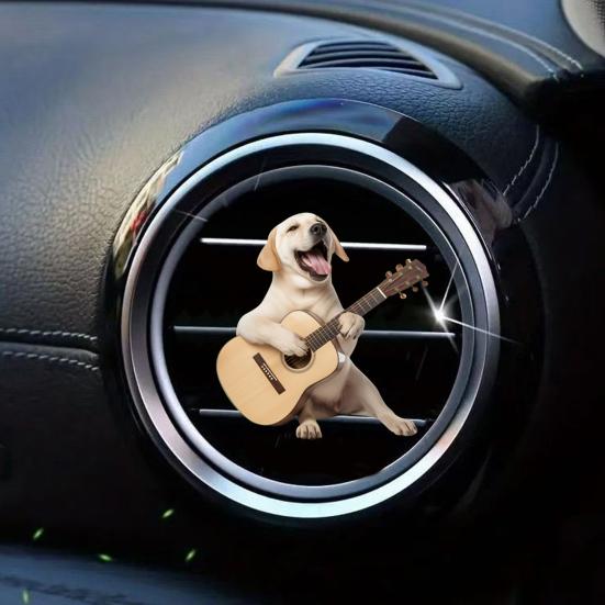 Air Freshener Clips Cute Guitar Dog Car Vent Clip 2D Dashboard Decor for Dog Lovers Easy Clip-On Lightweight Novelty Gift for Car Interior