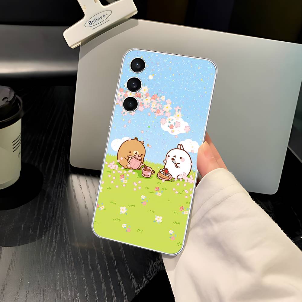 Cute H-Molang-S Phone Case For Samsung Galaxy A52 A12 A51 S21 Edge S22ULTRA S23 S24 S20LITE Plus Ultra Transparent Cover