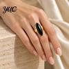 Non Tarnish Rings Statement Ring with Oval Faux Crystal, Vintage Geometric Dainty Ring, Men Women Finger Jewelry for Everyday Wear Parties Casual