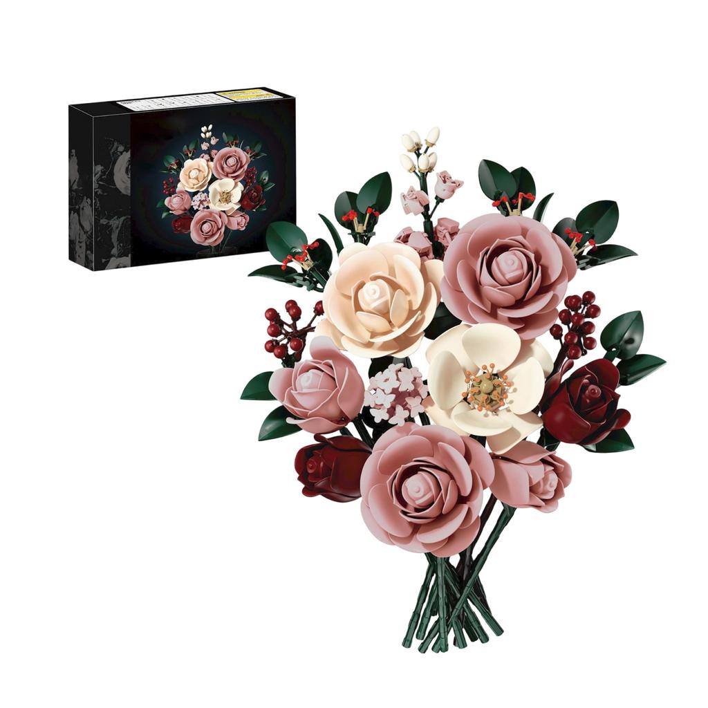 Small Building Rose Flower Decoration Set for DIY Assembly