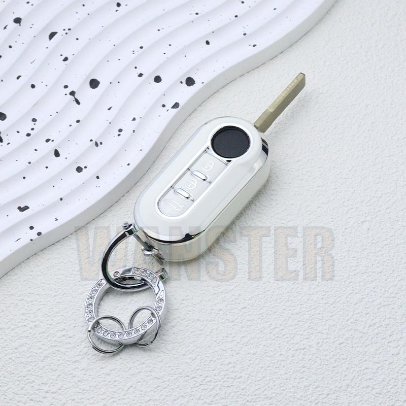 3 Bottons Tpu Car Key Fob Case Cover Shell For Fiat 500 Flip Folding Key Holder For Fiat Punto Panda Accessories