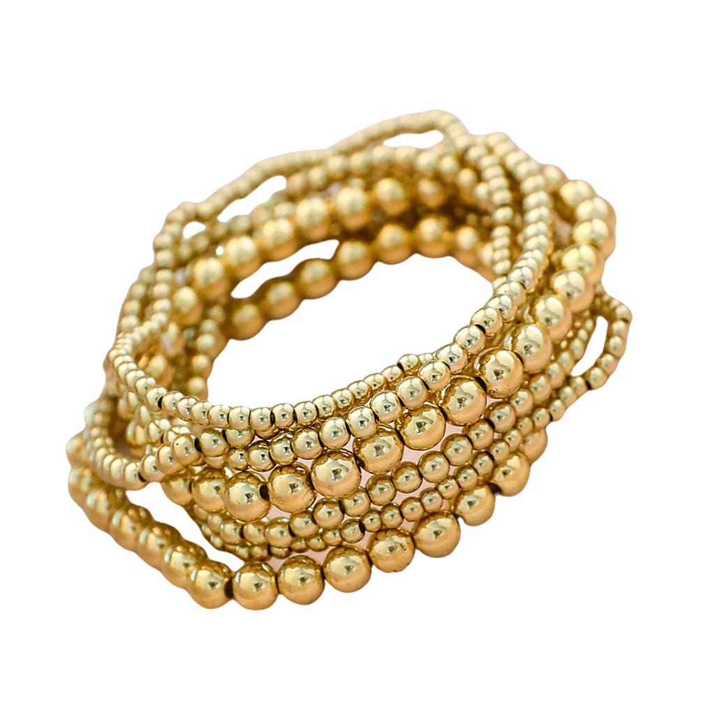 7pcs Beach Styles Geometric Beaded Bracelet Set Adjustable Length Designs Jewelry Accessory for Women and Teens