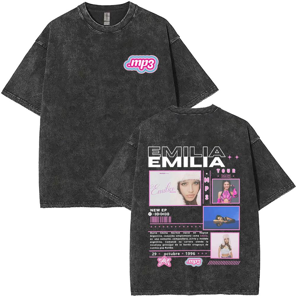 Singer Emilia Mernes MP Graphic Washed Vintage Tshirt Male Fashion Oversized Tshirt Mens Womens Premium Aesthetic Streetwear