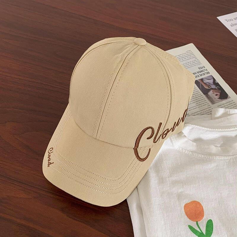 Sun hat duck tongue half-empty face ponytail letters show big head baseball cap women can tie British wind breathable high small top