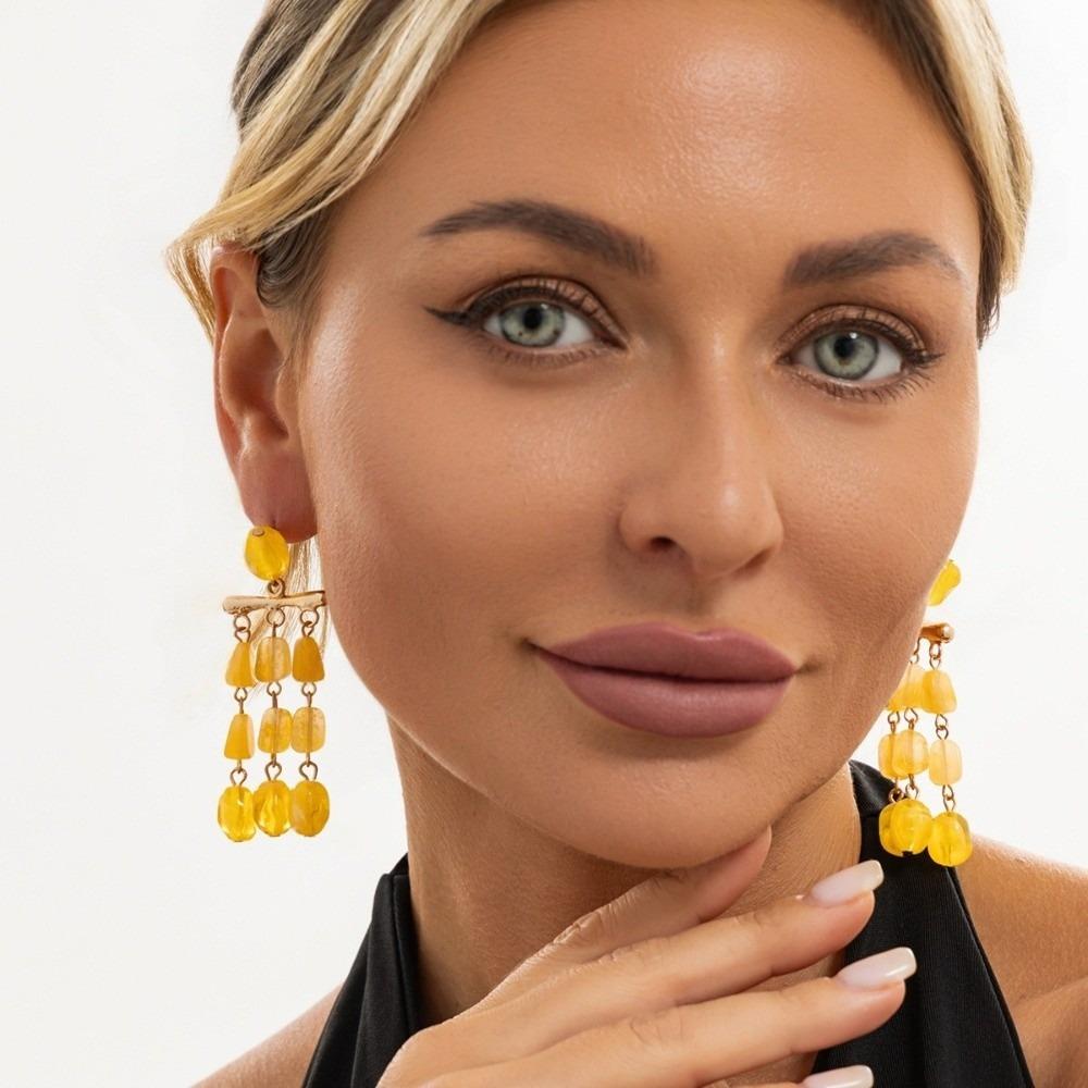 Multi-Layer Bead Bead Dangle Earrings Resin Geometric Earrings Vintage Statement Earrings Banquet