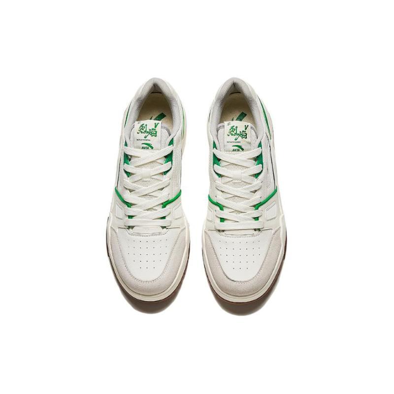 Anta Flame 5 Wear-Resistant Low-Top Skateboard Shoes Men's White Green Sneakers 112428081-2