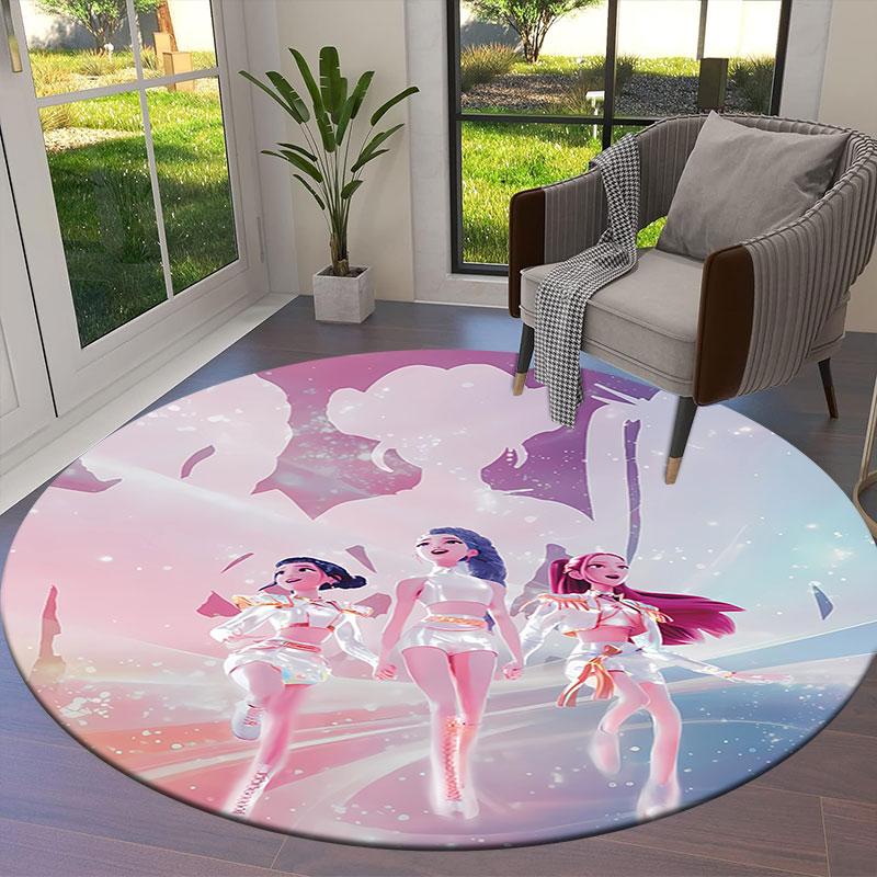 Kpopdemonhunters Runder Teppich, Teppich für Wohnzimmer, Schlafzimmer, Sofa, Spielzimmer Dekor, Rutschfeste Fußmatte