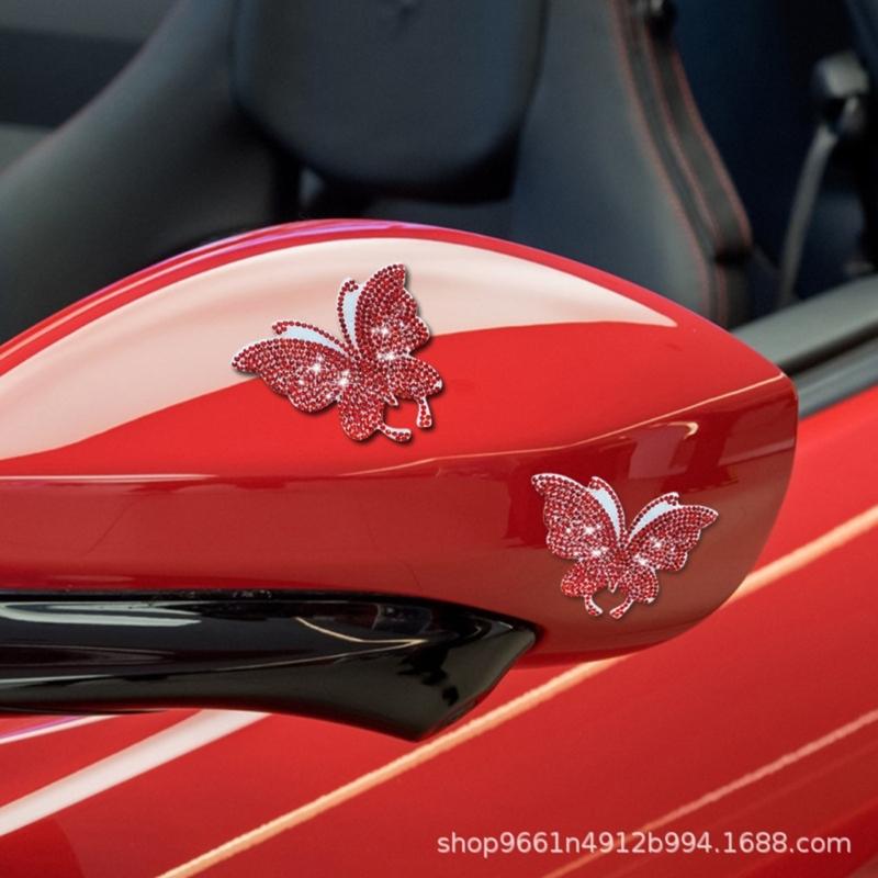 Schimmernde Strasssteine Schmetterling Autoaufkleber Funkelnde Kristall Aufkleber für Stoßstangen Fenster Laptop & DIY Auto Zubehör