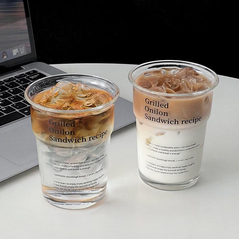 Qiwei Nordic Style Lettered Glass Cup, 430ml