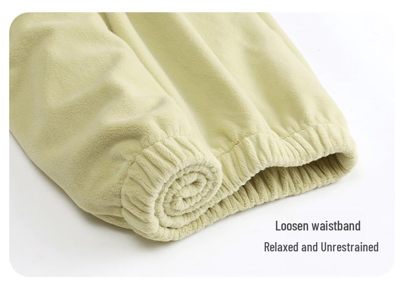 Women's Winter Coral Fleece Pajamas: Spring/Autumn Style, Plus Velvet Cardigan, Solid Color, Warm Sea Island Fleece Home Wear Set.