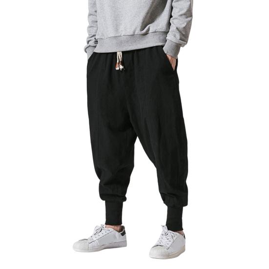 Elastyczny Pas Średni Stan Sznurek Kieszenie Spodnie Męskie Jesień Cienki Styl Luźne Spodnie Streetwear