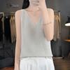 Zhenxu Women's Lyocell Linen V-Neck Sleeveless Top