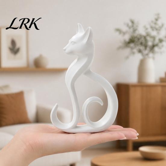 Cat Figurine 3D Printed Figurine, Minimalist Elegant Sitting Sculpture, Burr-free Figure Modern Animal Ornament for Home Office Desk Shelf Decor