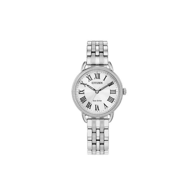 CITIZEN 50 meters waterproof, solar Quartz, Steel Strap, , 29mm women s watch, silver dial EM1050-56A