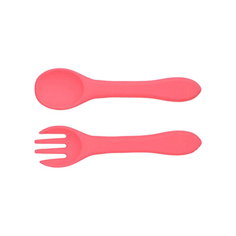 Multi-Color Silicone Baby Fork & Spoon Set - Teething-Friendly Training Cutlery