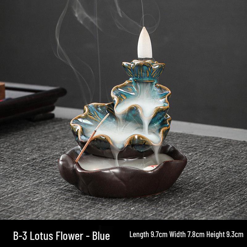 Double Fish Ceramic Backflow Incense Burner - Creative Home Decor Ornament