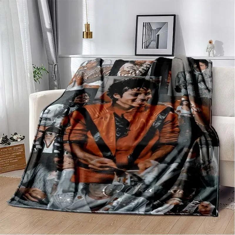Custom Pop Music Michael J-Jackson Printed Flannel Blanket , Warm Soft Cozy Blanket Flannel Livingroom Home Decor Birthday Gi