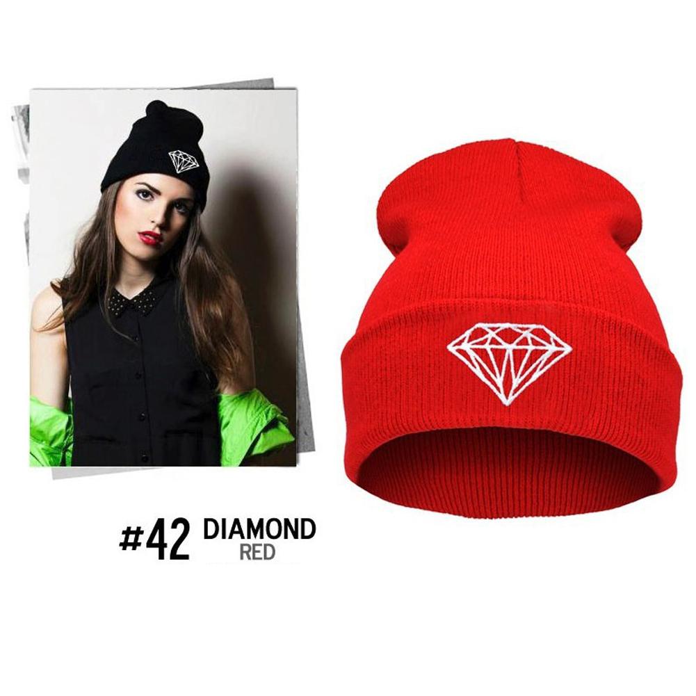 Fashionable Wool Knit Hat with Diamonds Embroidery, Hip-hop Style, Warm and Comfortable for Snowboarding and Running