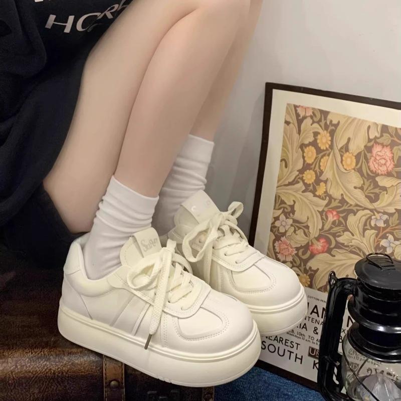 Thick-soled Bread Little White Shoes Women's New Spring Versatile Student Muffin Soles Small Height-increasing Board Shoes