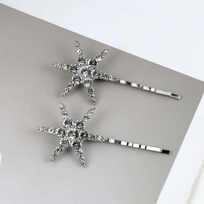 Sparkling  Star Moon Hair Clip Set For Girls Bridal Wedding Headpieces Hair Pins  Jewelry Hair Accessories