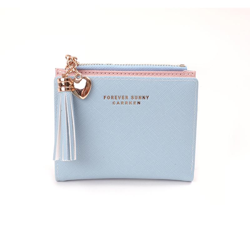 Korean Style Women's Trendy Leather Wallet - Short Cross-grain, Snap Closure, with Zippered Coin Purse