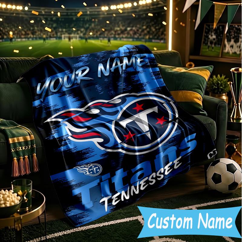 Custom Name Titans Crest Flannel Blanket, Use for Birthday/Holiday Gift, Soft Blanket for Sofa/Bed/Camping/Office, Home Decor