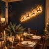 Damage Free Wall Decor Christmas Reindeer Light, Wooden LED Silhouette with Warm Backlight, Seasonal Entryway Accent Battery Operated Lighted Festive