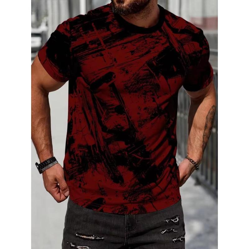 Vintage Tryckdesign Herr T-shirt Sommar Utomhus Herr Kortärmad Trendig Casual Herrkläder Mode Andningsbar Herrtopp