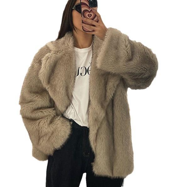 Autumn and winter new thickened imitation fox fur coat medium and long environmentally friendly fur coat women's plush women's light luxury