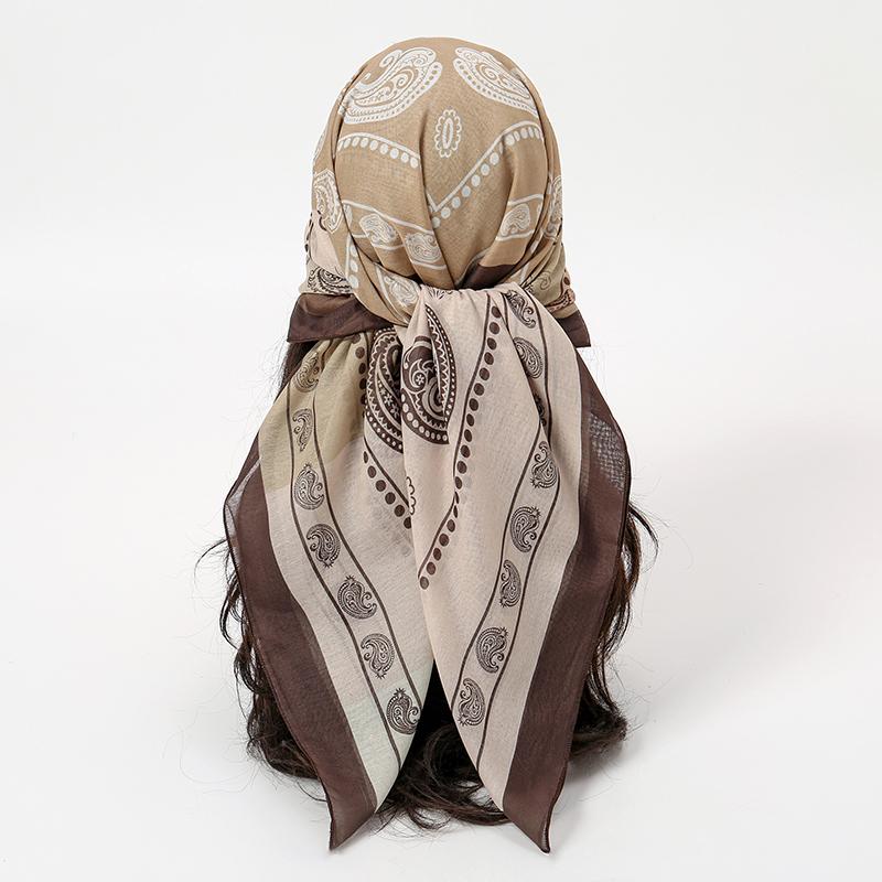 Luxury 90x90cm Square Scarf for Women Silk Feeling Shawl Satin Hijab Fashion Wraps Hair Bands Ribbon Headband Female Bandana