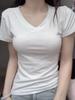 Women's Black and White Short-Sleeved Summer T-Shirt, Versatile Round Neck, Slim Fit, Trendy Short Top