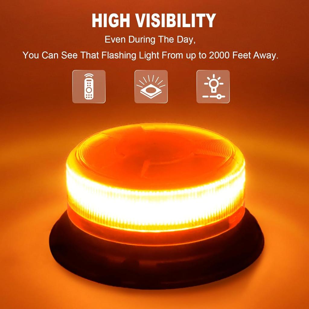 AnTom Remote Control Wireless Strobe Lights, Waterproof Rechargeable LED Battery Powered Beacon Light With Strong Magnetic Base, Vehicle Emergency