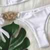 New bikini, solid color split swimsuit, sexy hand-woven women's swimsuit