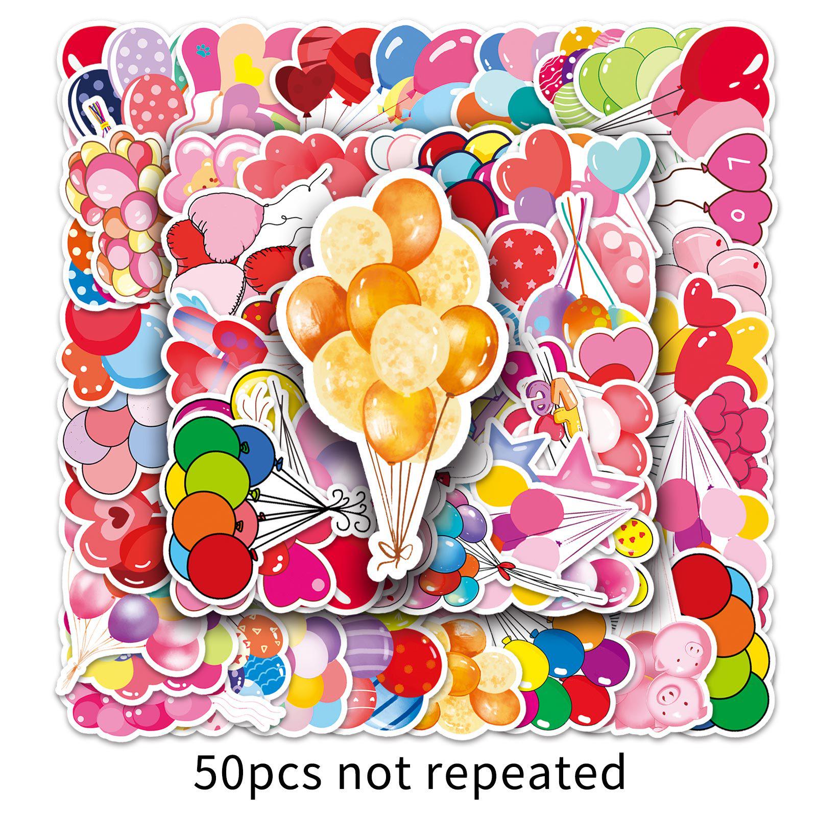 50pcs Cartoon Graffiti Balloon Bouquet Stickers for DIY Water Bottle & Suitcase - Waterproof