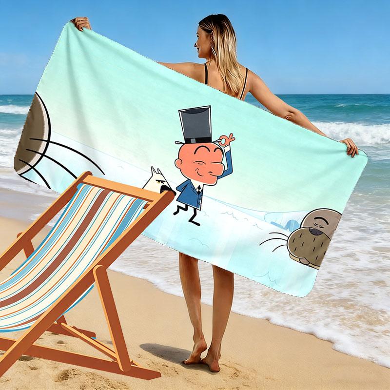 Mr. Magoo Print Beach Towel, Large Soft Quick Dry Towel for Beach Camping Swimming