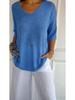 Women's Multicolor V-Neck Solid Color Knit Sweater - Slimming Casual Base Style