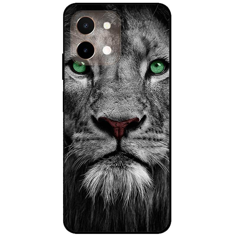 For Vivo Y28 4G Case 6.68'' Black TPU Silicon Cartoon Protection Cover for VivoY28 Y 28 4G Shockproof Capa Wolf Animals Soft Bag