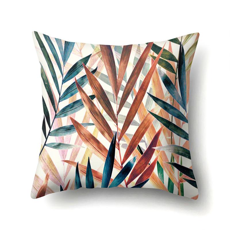 Polyester Pillowcase Nordic Plant Ins Style Flower Print Peach Leather Velvet Pillowcase