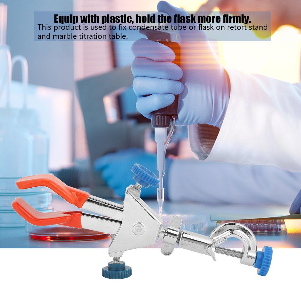 Lab Instrument Double Regulator Chemical Flask Clamp Steel Retort Stand Condenser Holder(big)