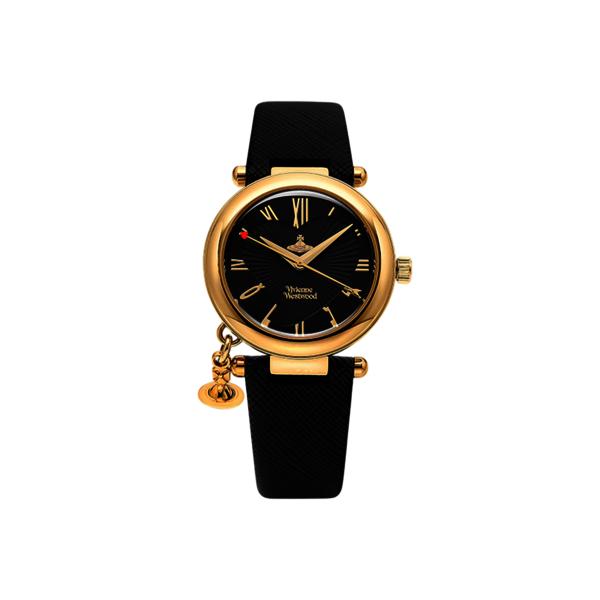 Vivienne WeStwood Vv006gdblk Orb Women S Leather Watch