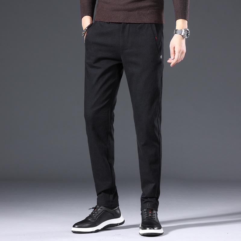 Imitation Cow Casual Pants Men's Solid Color Elastic Slim Fit Versatile Men's Casual Pants Fashion Brand Korean Mid Waist